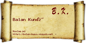 Balan Kunó névjegykártya